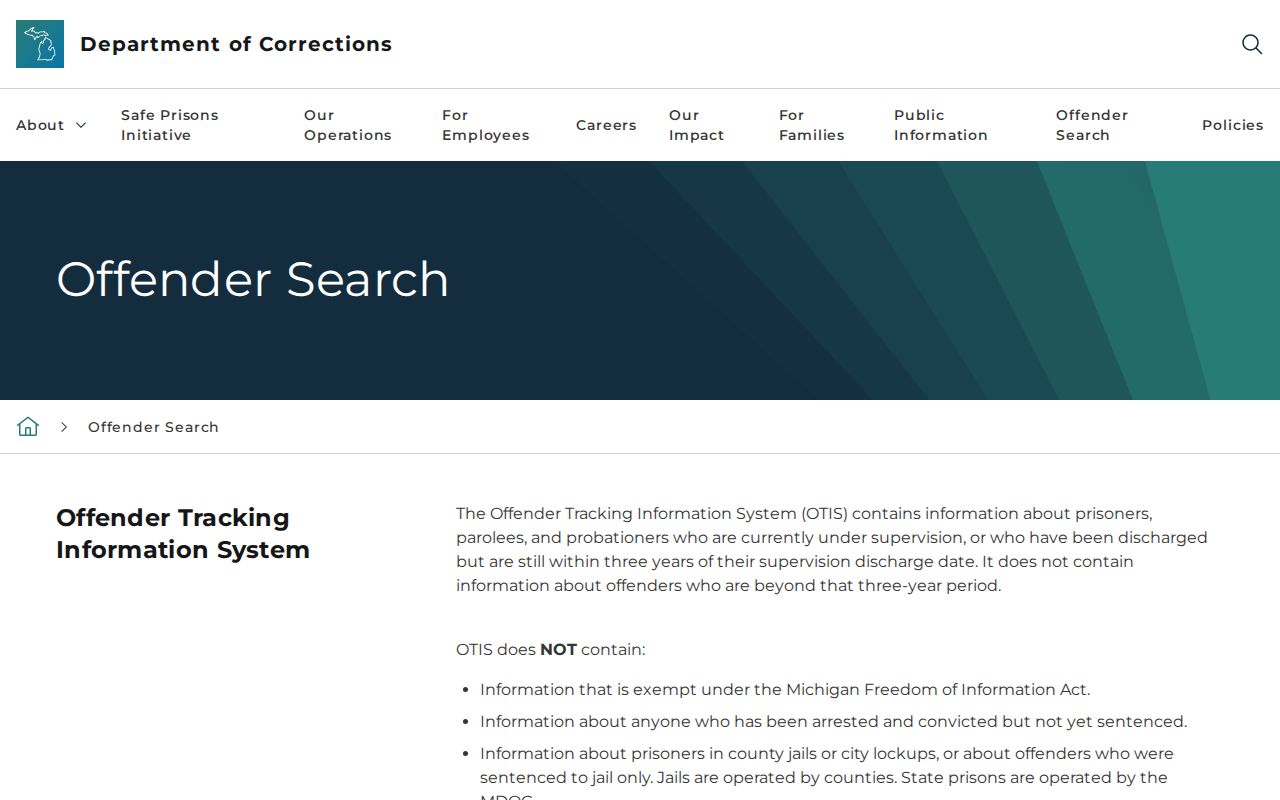 MDOC OTIS coverage for Luce County released inmate searches
