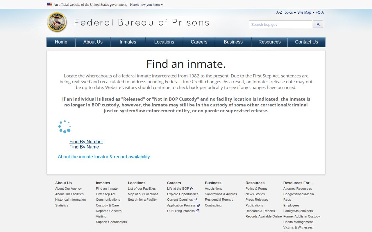 Federal BOP inmate release search for a person connected to Luce County